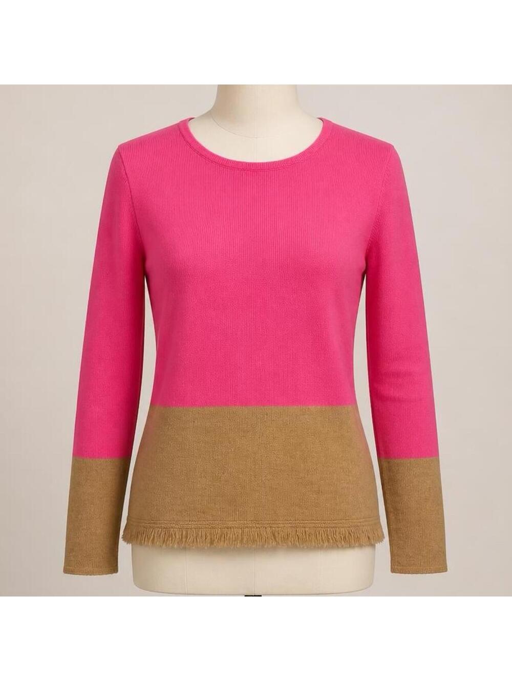 Lilly Pulitzer Fairfax cashmere sweater colorblock design with fringed hem SMALL